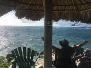 My husband at "The Edge of the Universe" in Roatan