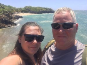 My husband and me in Roatan, Honduras